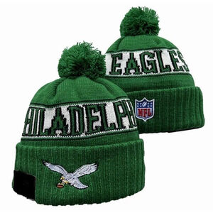 Philadelphia Eagles Kelly Green NFL Knit Winter Hat On Field Sideline Fleece